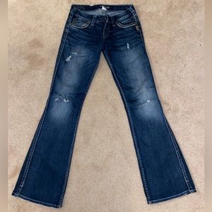 Silver bootcut dark wash denim jeans size 28